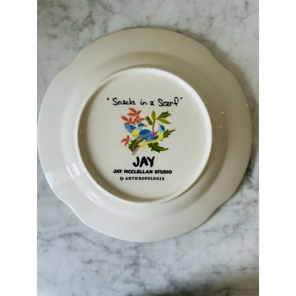 Anthropologie Jay McClellan Studio Plate Snacks In A Scarf Dog Goldendoodle